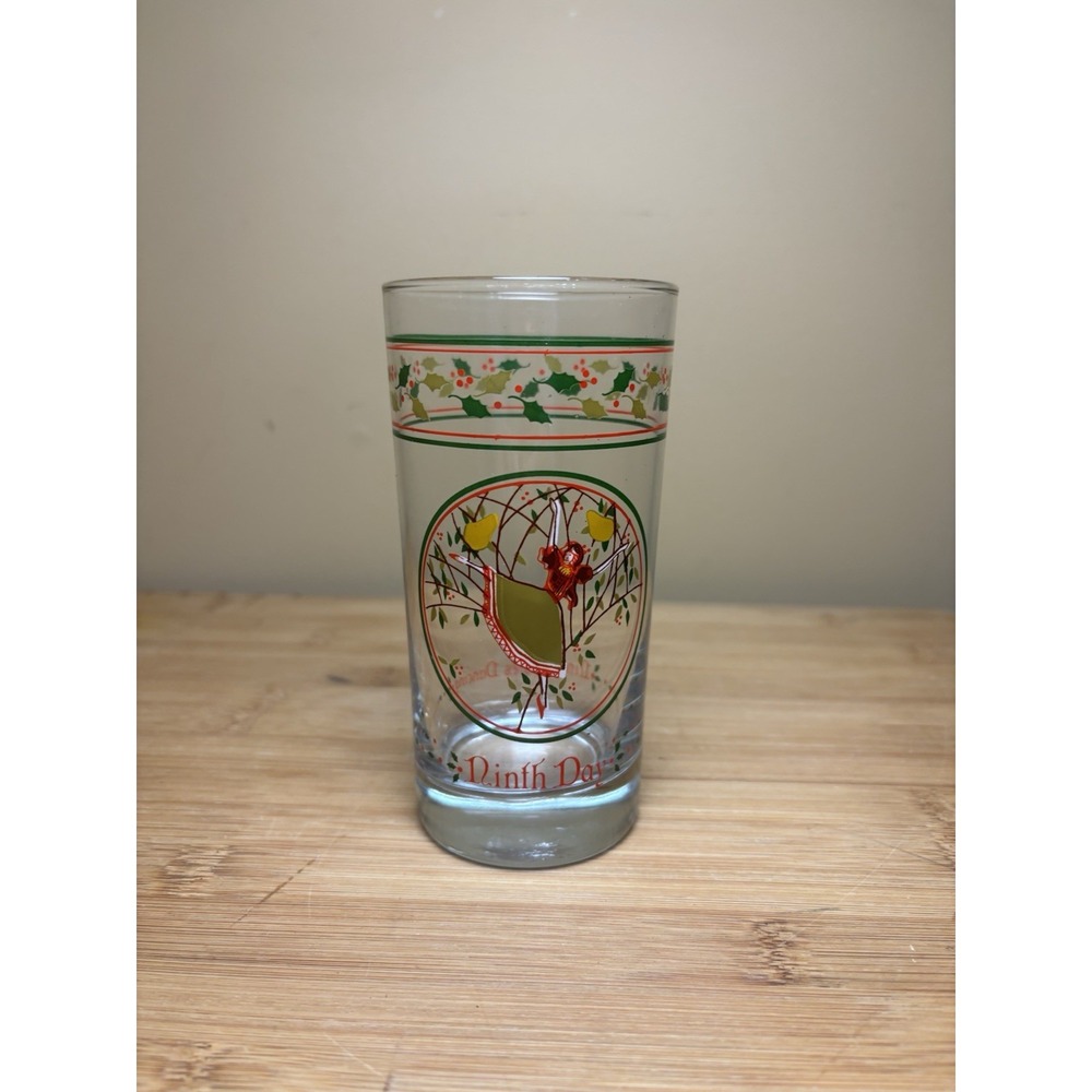 Libbey 12 Days‎ of Christmas Glass "Nine Ladies Dancing" 9th Day Drinkware VTG